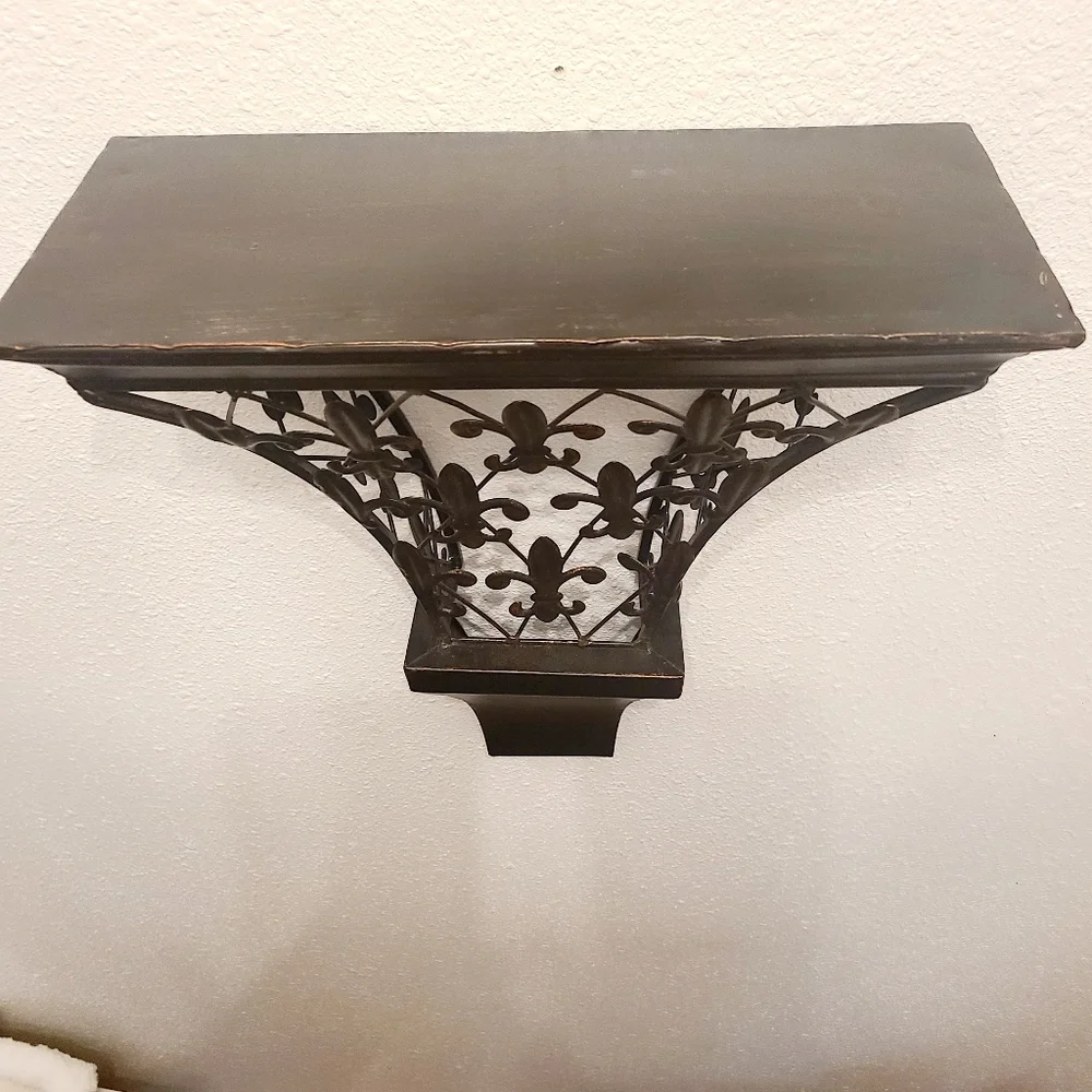 Fleur-de-lis Decorative Brown Wall Shelf